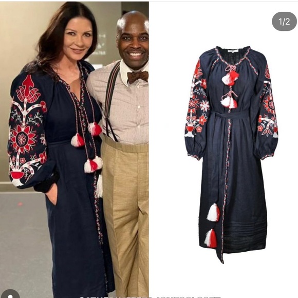 NWT Embroidered linen boho dress maxi with fashion embroidery Vyshyvanka - Picture 12 of 12